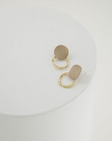 Twisted Disk Earrings -  taupe