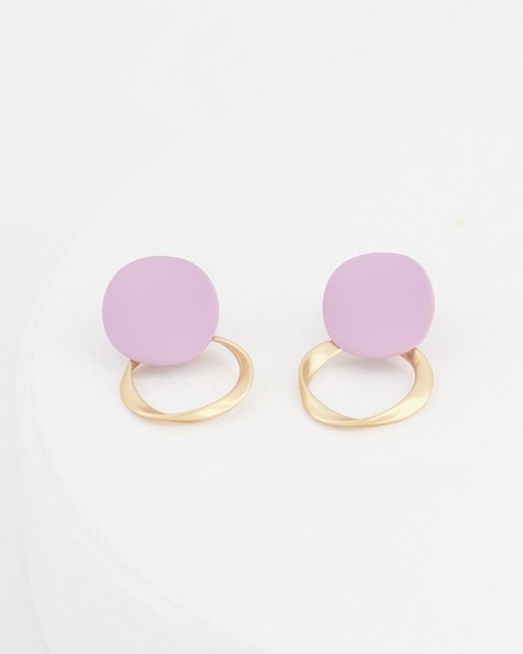 Twisted Disk Earrings -  lilac