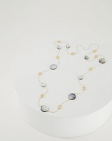 Shell & Metal Beaded Satellite Necklace -  grey