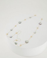 Shell & Metal Beaded Satellite Necklace -  grey