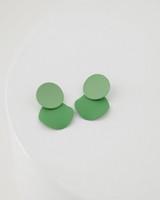 Double Circle Epoxy Drop Earrings -  green