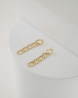 Flat Chain Link Drop Earrings -  gold
