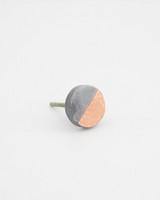 Grey Stone-Hammered Copper Round Knob -  grey
