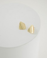 Angular Metal Stud Earrings -  gold