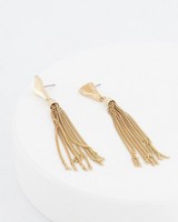 Elongated Chain Drop Earrings -  gold