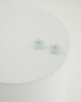 Flower Stud Earrings -  sage