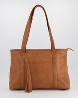 Carmiena Classic Shopper Bag -  tan