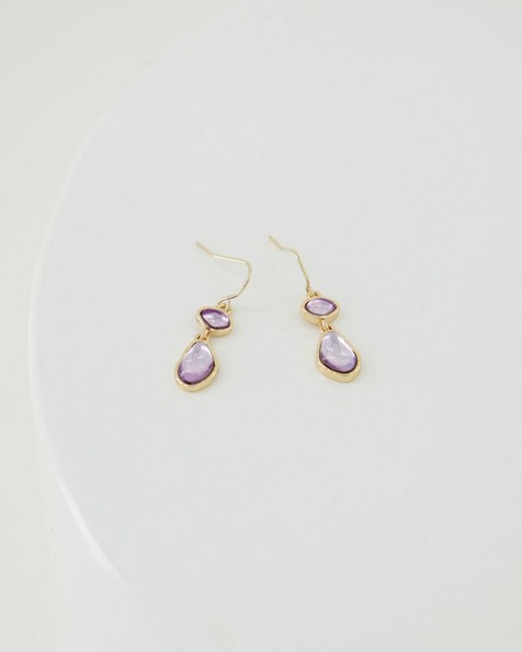 Irregular Teardrop Earrings -  lilac