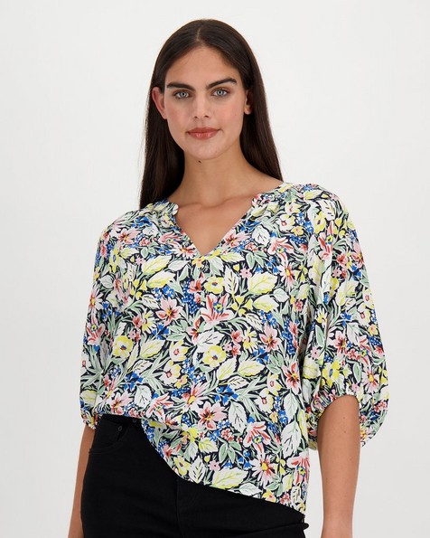 Kailyn Floral Blouse -  blue