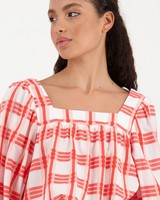 Poetry Tye Check Blouse -  coral