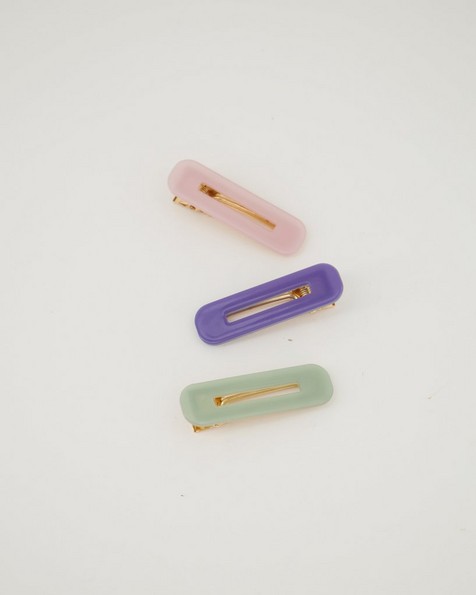 3-Pack Charter Pearlescent Hair Slides -  pink