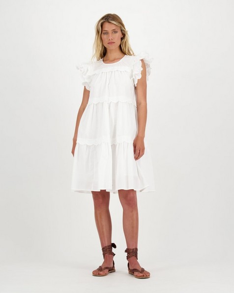 Rosella Scallop Dress -  white