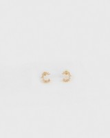 Cubic Zirconia & Silver Baguette Crown Stud Earrings -  gold