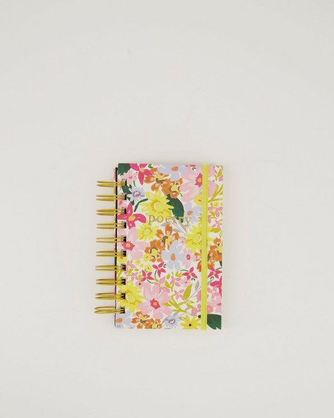 Floral Ring-Bound Hardcover Notebook  -  pacific