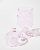 Glass Cotton Ball Holder With Lid -  lightpink