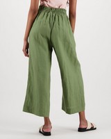 Oden Wide Leg Pull On Pants -  green