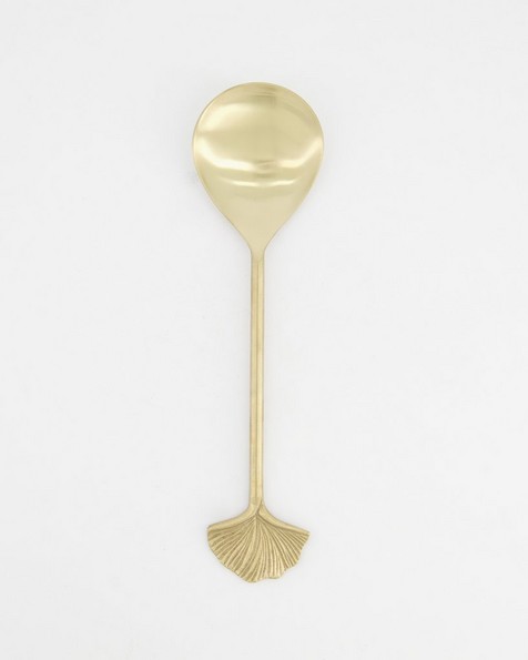 Floral Serving Spoon -  gold
