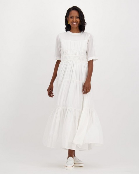 Poetry Cassia Pintuck Dress -  white