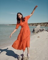 Poetry Cassia Pintuck Dress -  coral