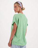 Imani Slub Knit Polo T-Shirt -  green