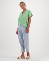 Imani Slub Knit Polo T-Shirt -  green