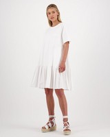 Wattle Mixed Media Dress -  white