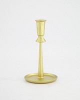 Small Brass Tray Candle Holder -  gold