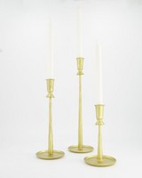 Large Brass Tray Candle Holder -  gold