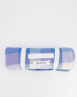 Woven Checks Picnic Blanket -  blue