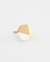Wood, Metal & Colour Round Knob -  white