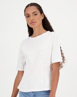 Poetry Demie One Up Knit Tee -  white