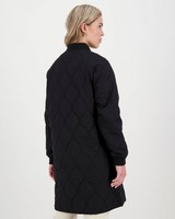 Kristina Long Line Quilted Coat -  black