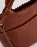 Jessica Rope Handle Leather Bucket Bag -  brown