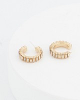 Baguette Hoop Earrings -  gold