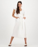 Bryn Schiffli Dress -  white