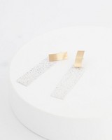 Modern Speckled Plate Drop Earrings -  white