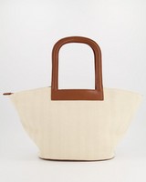 Marie Canvas & Faux Leather Basket Bag -  milk