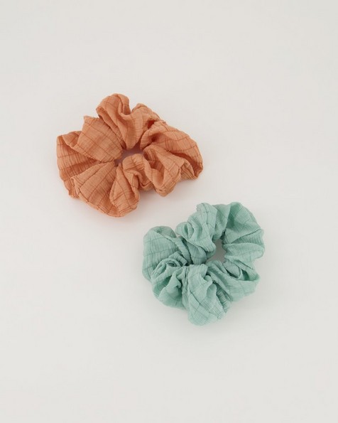 2-Pack Saffy Textured Scrunchie Set -  coral
