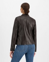 Poetry Fay Leather Jacket -  chocolate