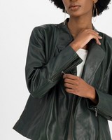 Fay Leather Jacket -  bottlegreen