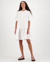 Halsey Plain Linen Dress -  white