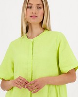 Halsey Plain Linen Dress -  lime
