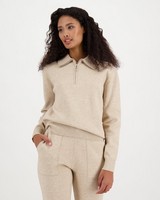 Sloan Quarter Zip Co-Ord Pullover -  taupe