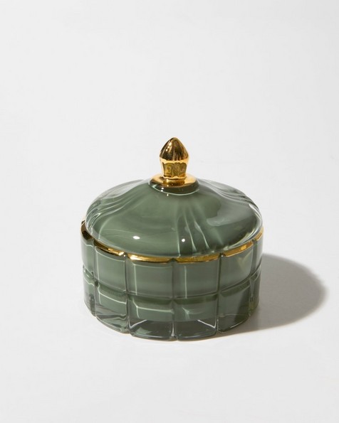 Small Glass Trinket Jar -  sage