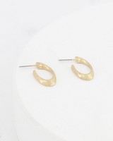Irregular Oval Mini Hoop Earrings -  gold