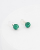 Emerald Onyx Ball Drop Earrings -  emerald
