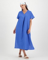 Poetry Brooke Linen Dress -  blue
