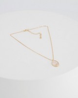 Engraved Oval Shell Necklace -  milk