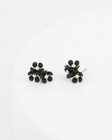 Trio Cluster Flower Stud Earrings -  black