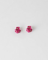 Trio Cluster Flower Stud Earrings -  pink